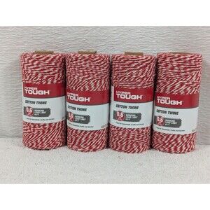 Hyper Tough - Cotton Twine - Red/white 656 Feet .6 Lb Working Load Limit- 4 Pack